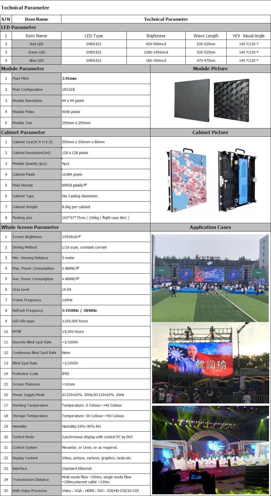 Outdoor Events Rental Video Display P3.9 High Quality LED Digital Screens with Brilliant Performance