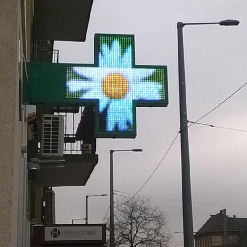 Outdoor Sign Green Pharmacy LED Cross Sign