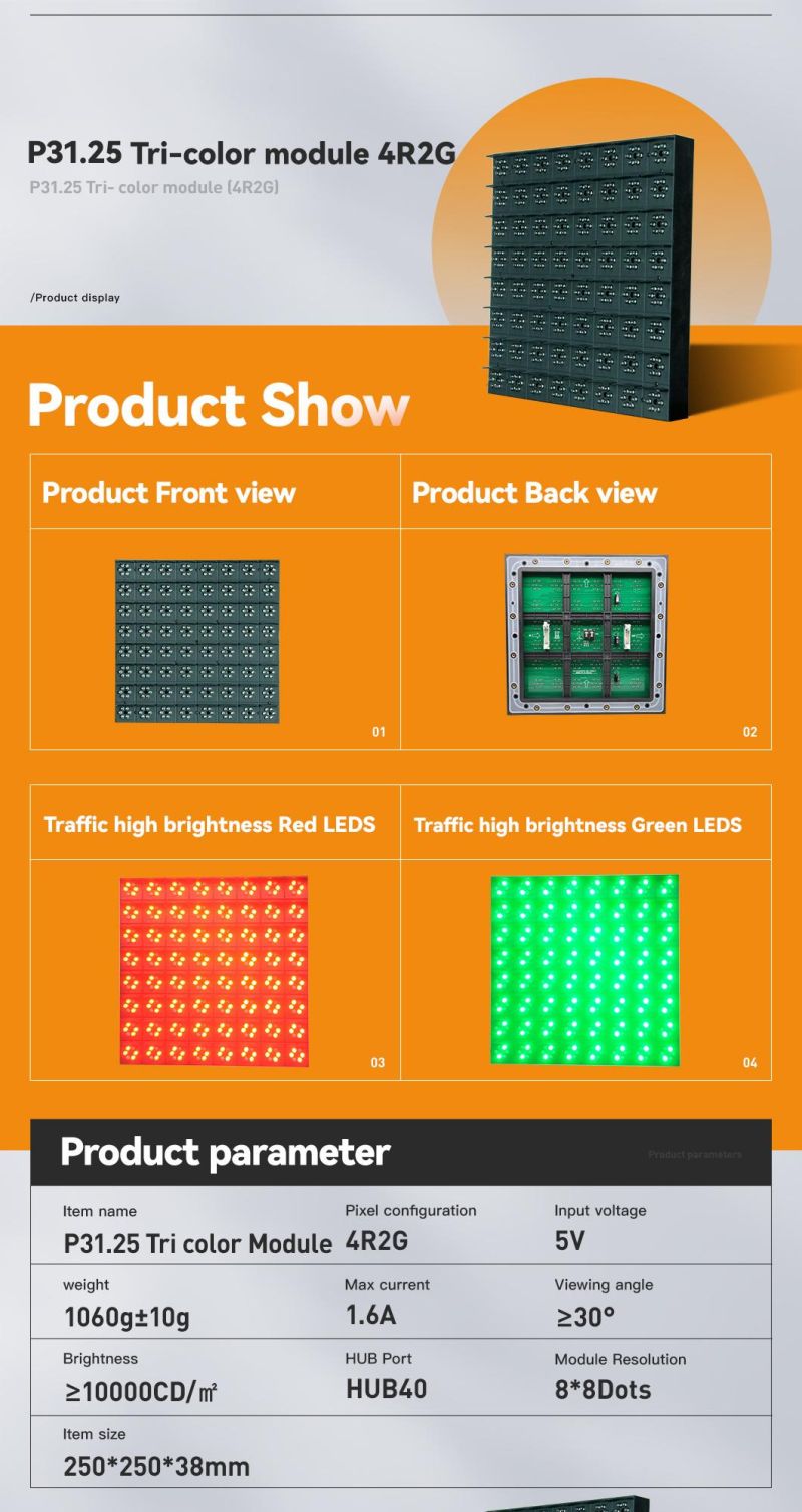 Waterproof Vms Message Board LED Display Modules Measuring Instrument Token Display Remote Control System Traffic Sign Modules