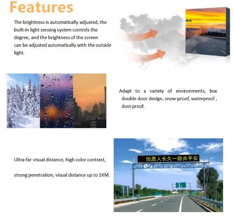 Brightness Dual-Color Various Message LED Display Sign P20 of Outdoor Traffic Guidance