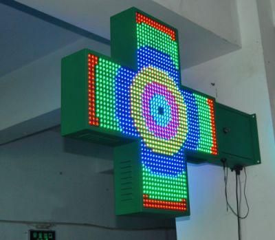 P10 DIP346 RGB Full Color Double Side LED Pharmacy Cross Display