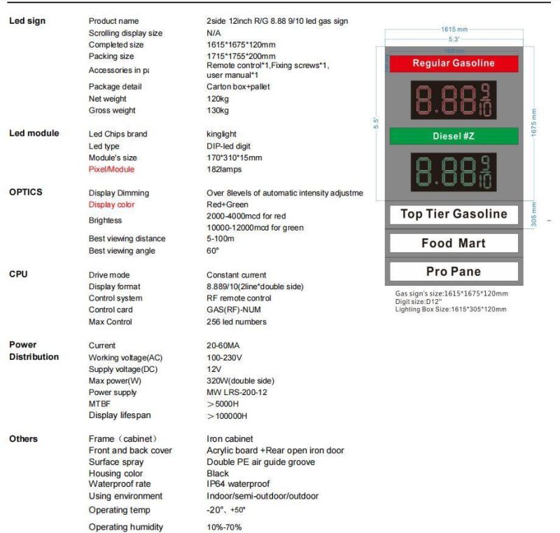 Double Side Custom LED Gas Price Display Board for Gas Station