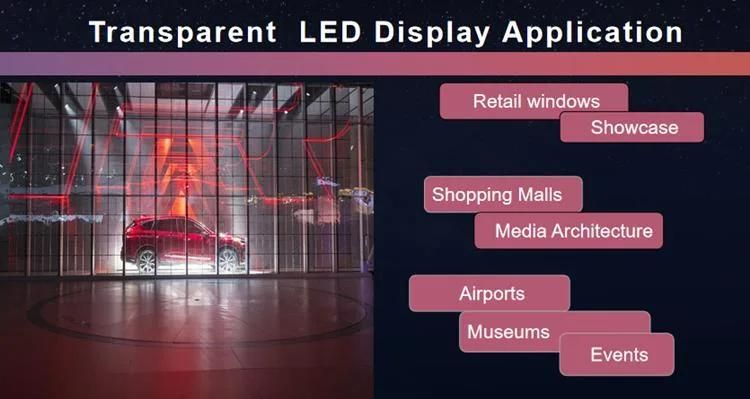 Shopping Mall Advertising Indoor Glass Window Wall Transparent LED Display