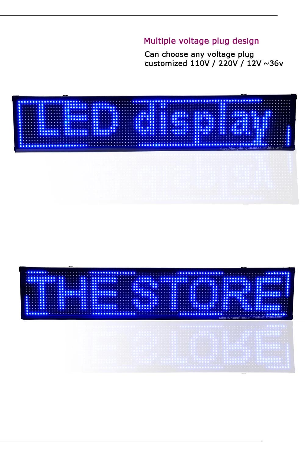 Semi-Outdoor Blue Color 100X20cm Best-Selling LED Billboard