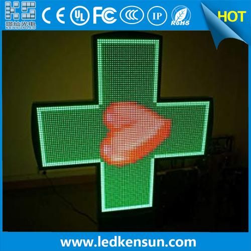 P10 DIP346 RGB Full Color Double Side LED Pharmacy Cross Display