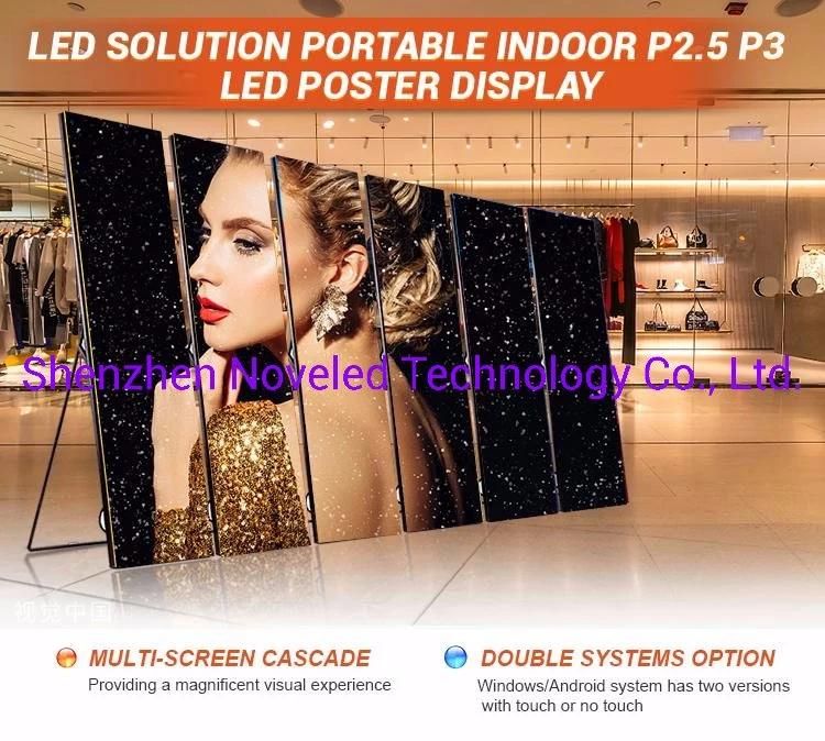 P2.5mm Advertising Full Color Indoor LED Display Poster with Aluminum Frame