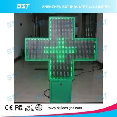 P16 Green Color Outdoor LED Pharmacy Cross