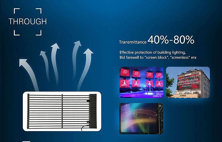 Outdoor Waterproof High Definition Transparent P16 LED Curtain Display