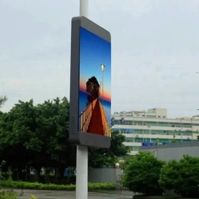 Full Color LED Screen SMD P3 Waterproof Street Lamp Pole 4G Advertising LED Billboard One Pole Outdoor LED Display