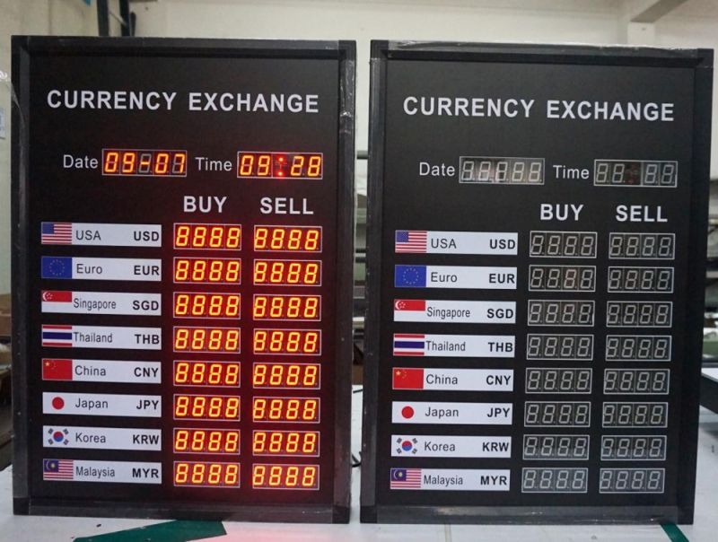Indoor and Outdoor Bank Money Boarddigital Display LED Foreign Currency Exchange Rate Board