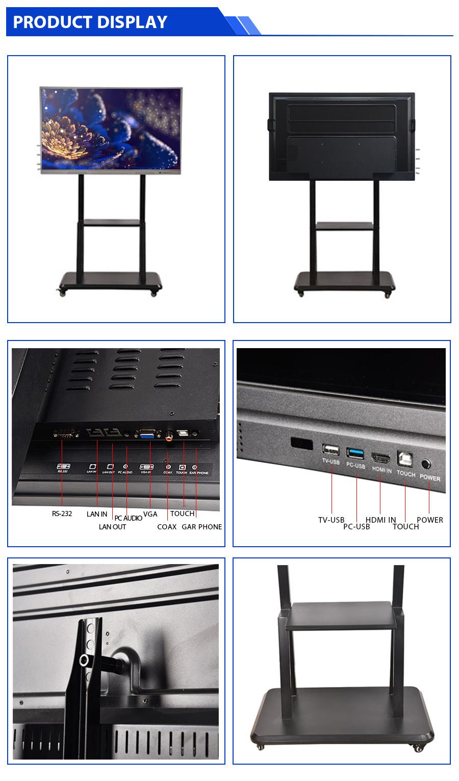 Office Supply 86 Inch Android/Windows Touch All in One Advertising Display Portable Interactive Whiteboard