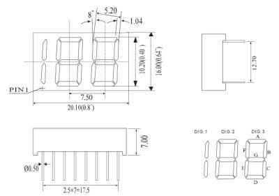 Custom 188 0.4 Inch 2.5 Digits 7 Segment LED Display with RoHS From Expert Manufacturer