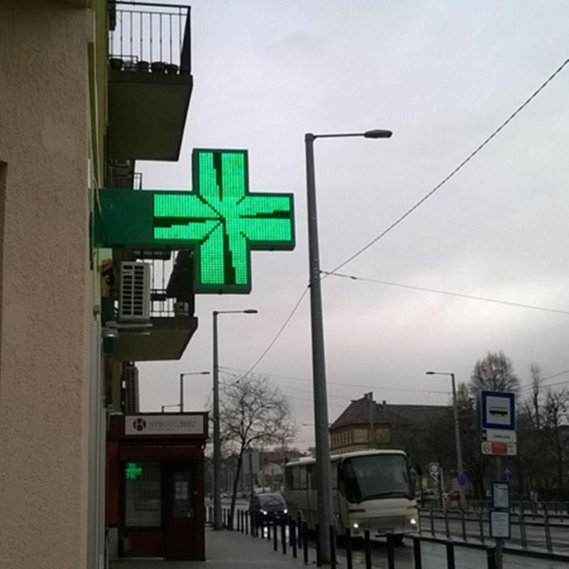 Outdoor Sign Green Pharmacy LED Cross Sign