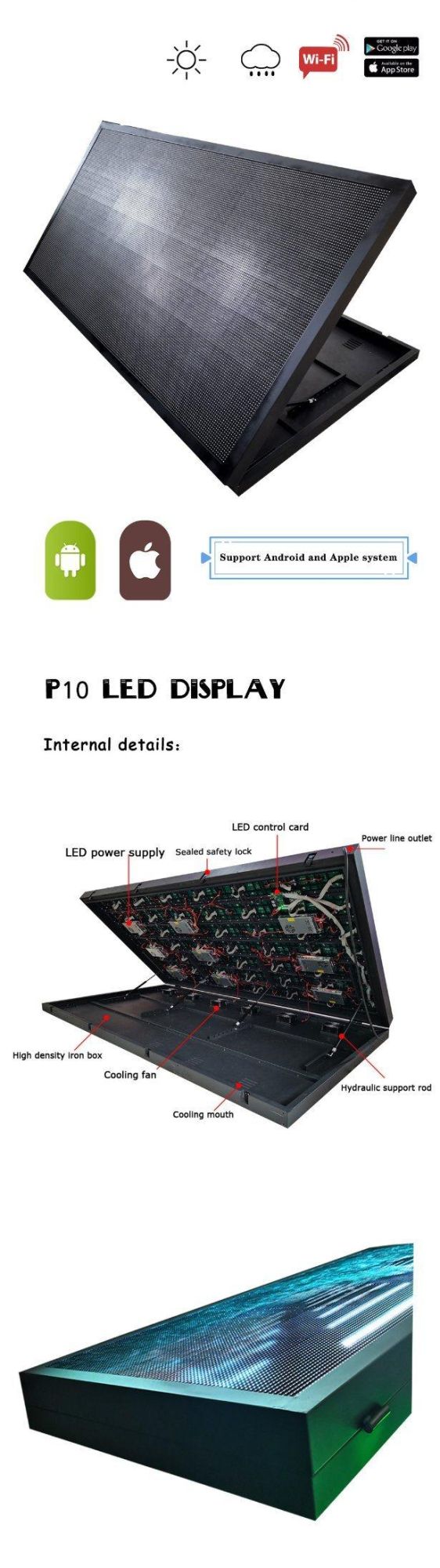 Pendant Mounting Commercial Full Color LED Display Panel Material