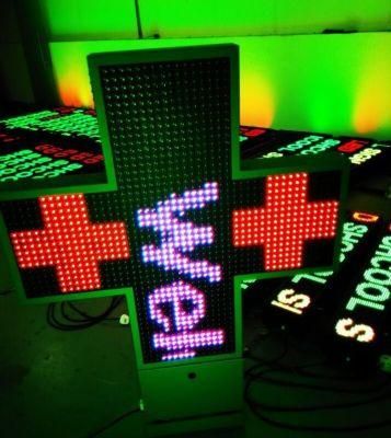 Wireless Customized Pharmacy Cross LED Sign Doule Side Full Color LED Display Screen