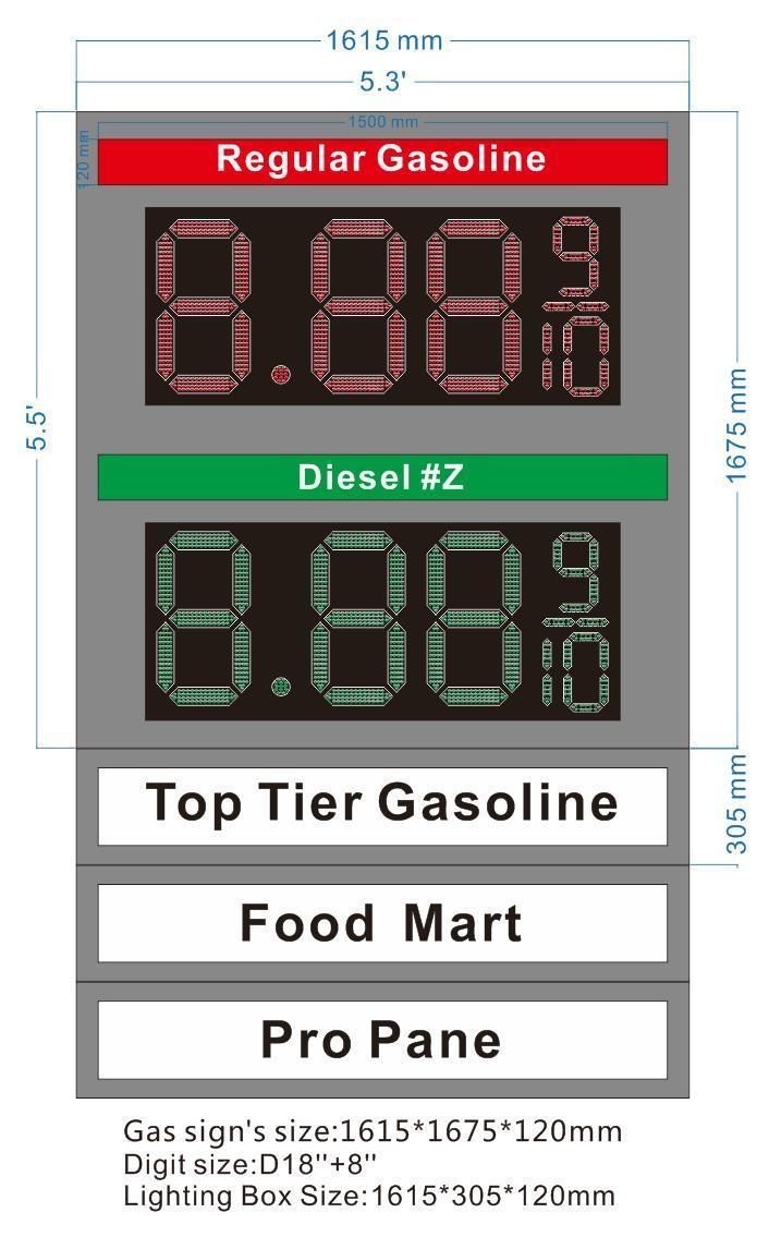 Custom 18inch 8.88 9/10 7segment LED Gas Price Sign with Lighting Box