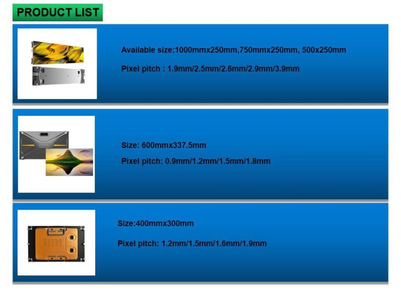 P2.6mm/P2.9mm/P3.91mm SMD Indoor 1r1g1b Full Color Advertising LED Display Screen