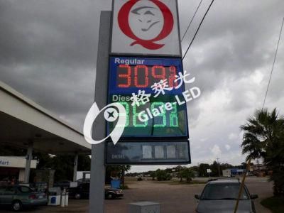 Outdoor Waterproof 7-Section Hsingle Red Digital 8.889 Format Gas Station LED Digital Screen LED Display Oil Price Sign