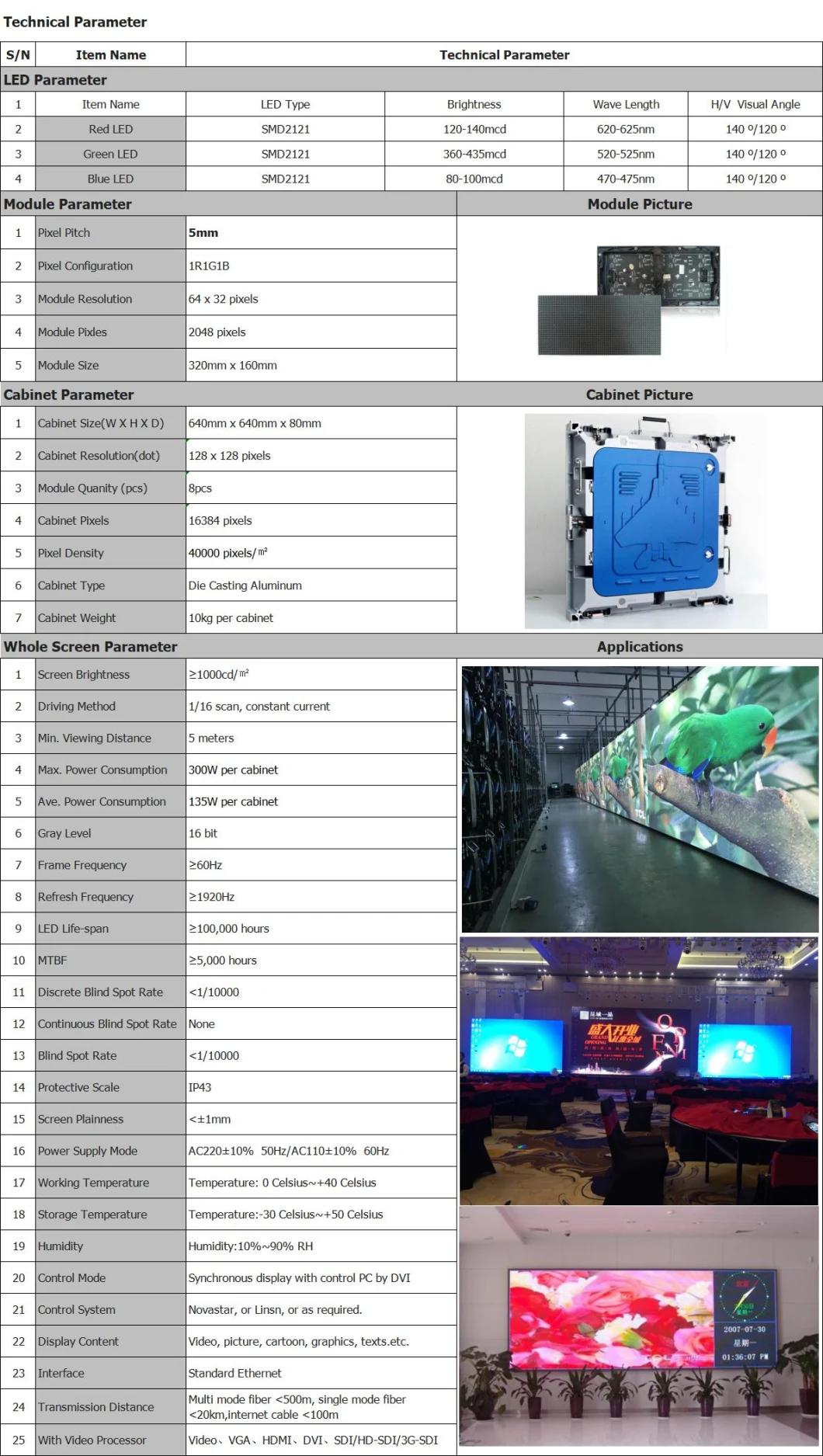 Interior P5mm Church Wall Mounted Full Color LED Video Display Screen Factory