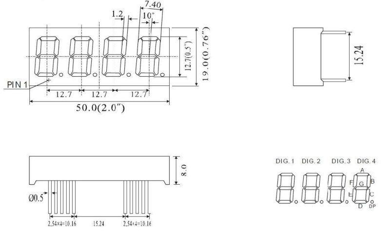 0.5 Inch 4 Digits 7 Segment LED Display with RoHS From Expert Manufacturer