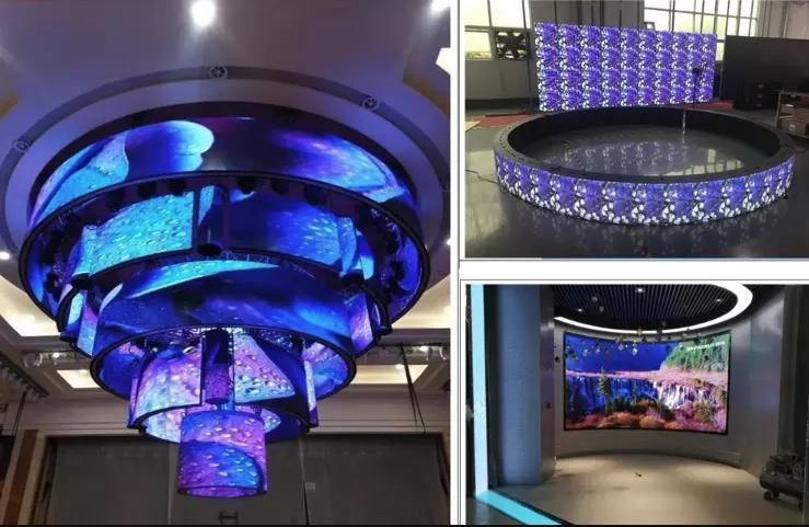 WiFi HD Curved LED Screen P2 P2.5 P4 Indoor Full Color Flexible Customized Soft Interactive LED Screens Display Module