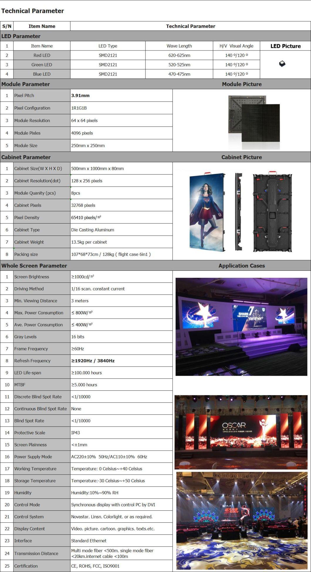 P3.9 Movable Stage Back Wall Rental LED Display Panels Factory