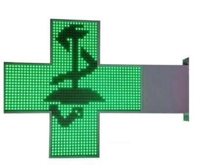 2side Single Green Pharmacy Cross LED Display Sign P10 DIP Green LED Cross Screen