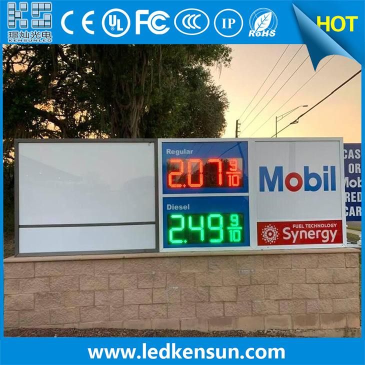 8.88 9/10 Red 15inch LED Gas Price Sign IP53 7segment Aluminium Frame Panel Cabinet