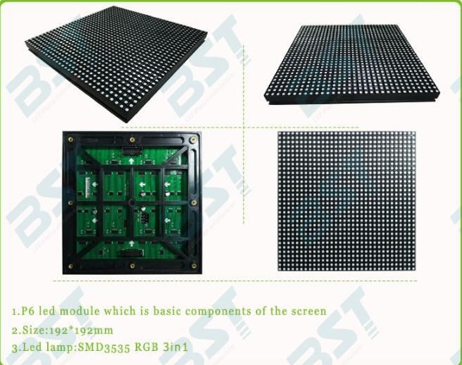 IP65 Waterproof RGB P6 Outdoor Advertising LED Display Screen Self Regulation Brightness