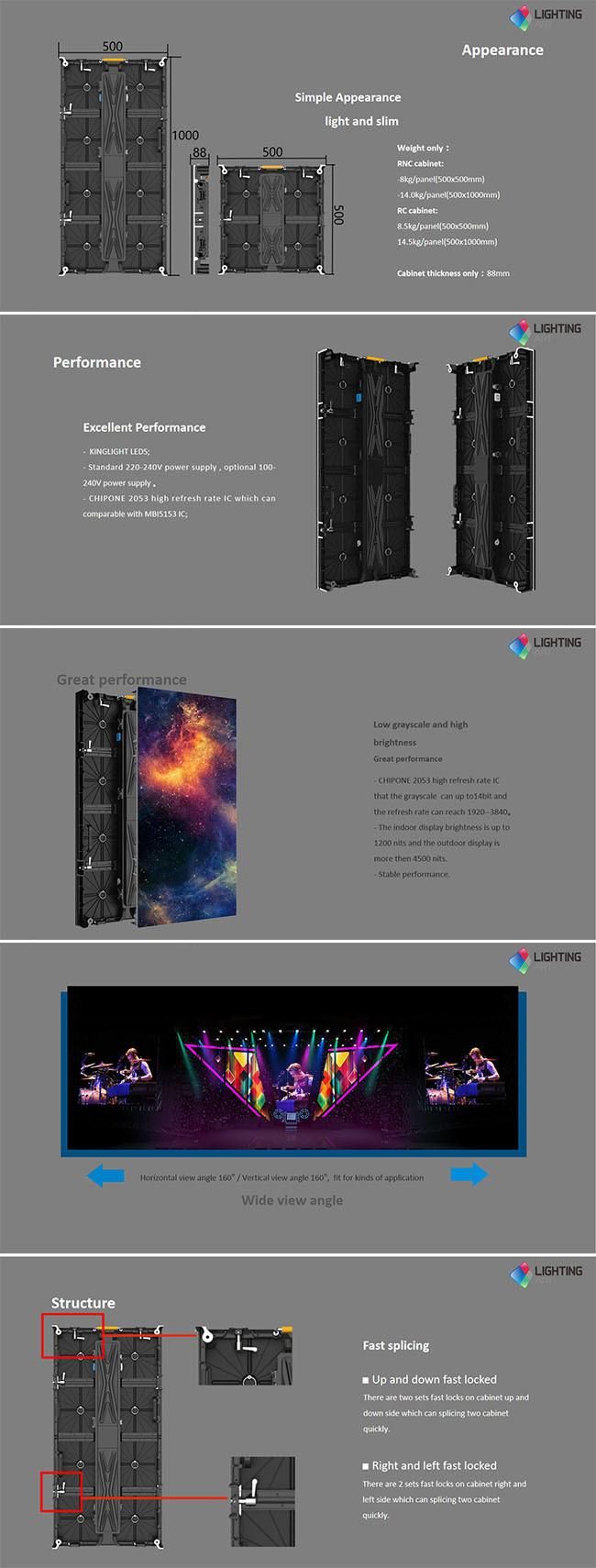 Stage P3.91 Indoor Outdoor Rental LED Video Wall Screen Display Sign for Sale