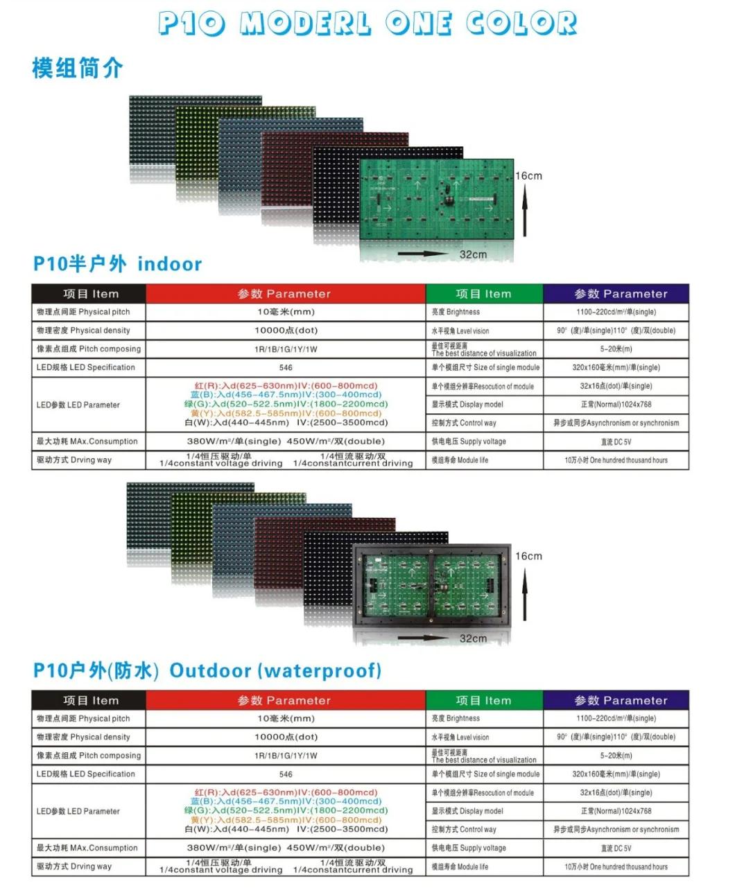 P10 Monochrome LED Display Wall Advertising Module Window Display Screen