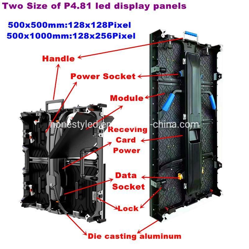 High Density Outdoor Waterproof LED Screen Panel P4.81 Die Cast Aluminum Rental Outdoor LED Display Cabinets SMD LED Video Screen Display