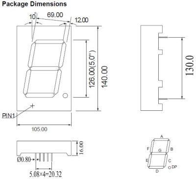 5 Inch Single Digit 7 Segment LED Display with RoHS From Expert Manufacturer