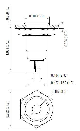 12mm Vandal Resistant Pilot Lamp (P12-P-N-D)