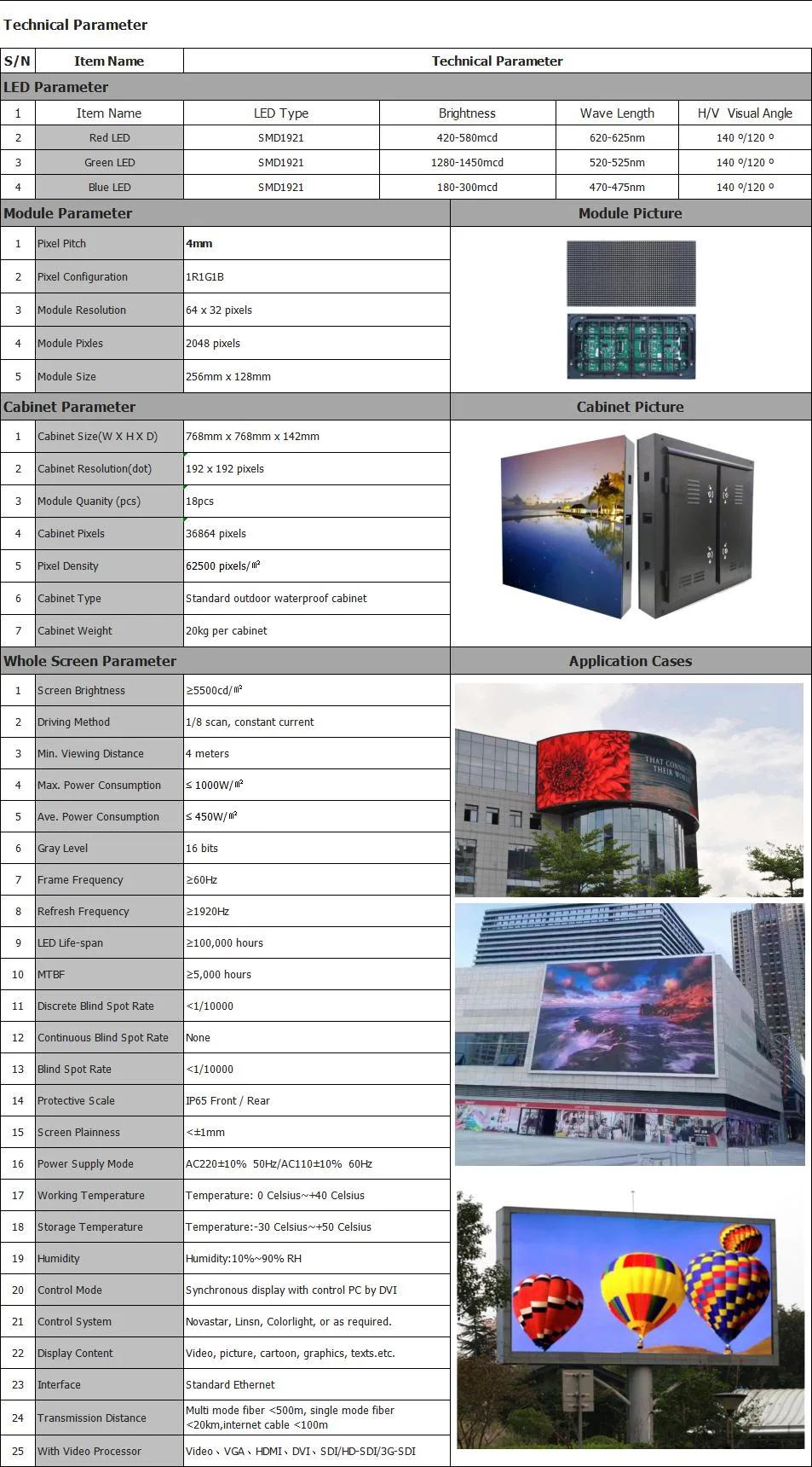 Double-Column Video Advertising Board Leisure Square P4 High Definition LED Screen Factory