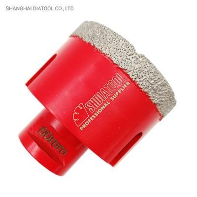 Shdiatool 60mm Vacuum Brazed Diamond Drilling Core Bits With10mm Diamond Height M14 Thread Drill Bits for Granite Marble Ceramic