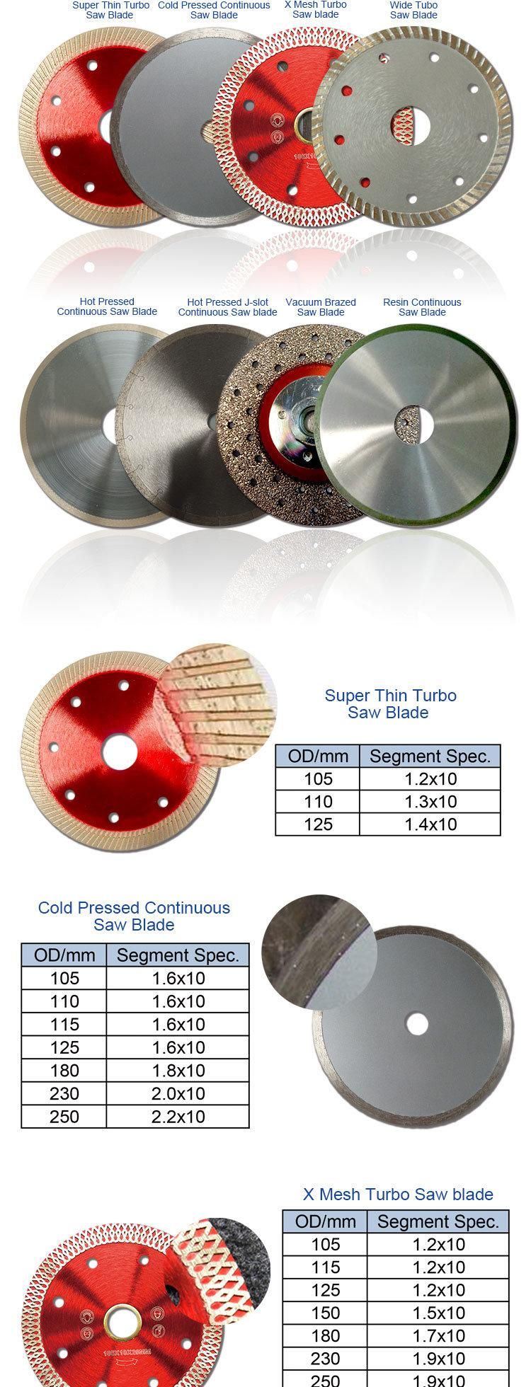 115mm Circular Sintered Turbo Dry Granite Diamond Saw Blades for Cutting Tile Granite Marble M14 Flange