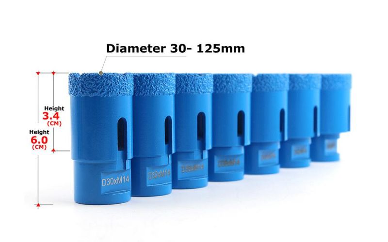 M14 Dry/Wet Vacuum Brazed Diamond Core Drill Bit for Stone/Granite/Marble/Ceramic/Angle Grinder