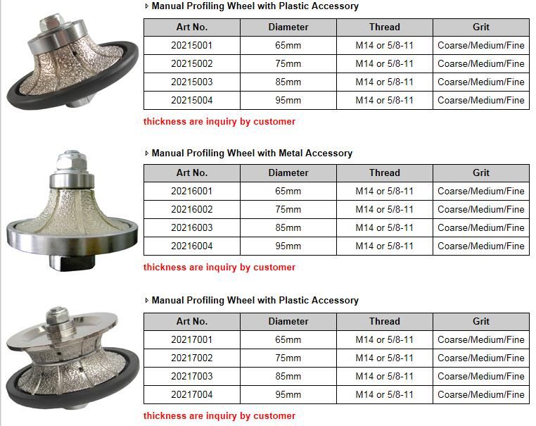 Vacuum Brazed Diamond Hand Profiling Wheel