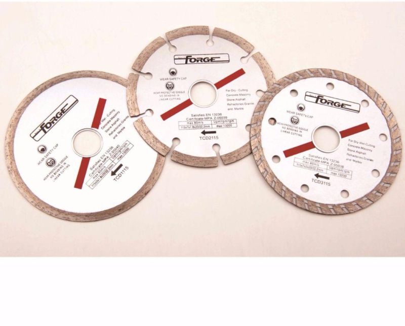 3PCS 115mm Turbo, Continuous, Segmented Diamond Cutting Blade Set