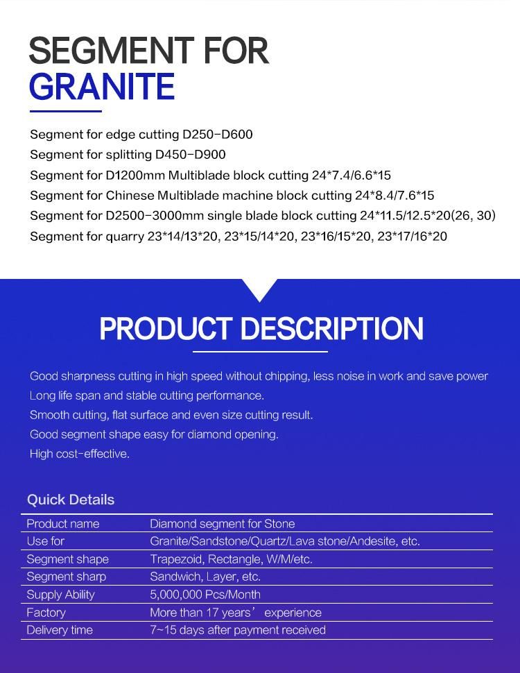 High Effective Diamond Segments for Granite Cutting