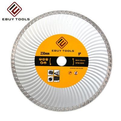 9inch 230mm Strengthen Turbo Wave Diamond Saw Blade for Cutting Marble Granite Asphalt