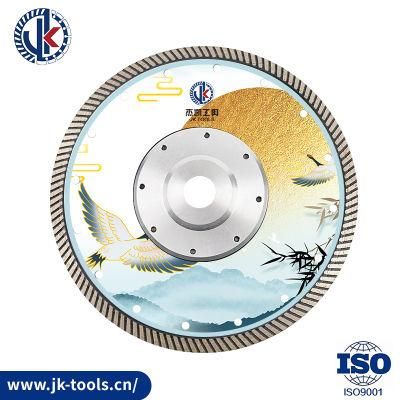 China Jk Tools/Power Tools/Hot Pressed Sintered Turbo Diamond Saw Blade with Flange for Stone Cutting