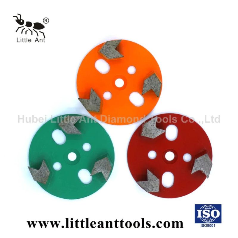 Classic Round Shape Three Segments Concrete Floor Diamond Grinding Plates