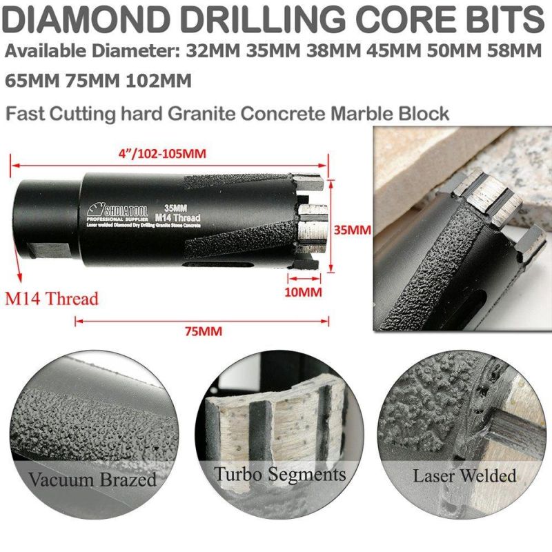 Laser Welded Diamond Hole Saw Hole Cutter Diamond Drill Bit for Drilling Granite Reinforced Concrete Marble