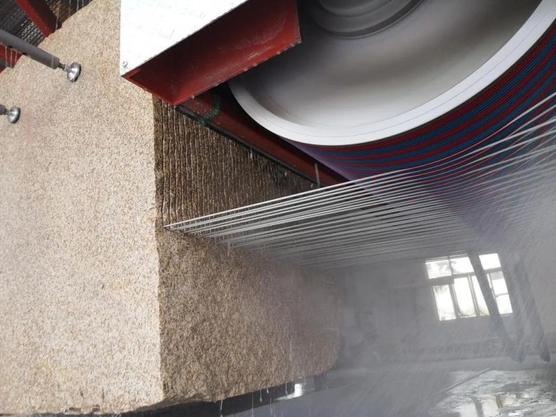 Multi-Wire Saw Trimming Slabs of Granite Luxury Stone