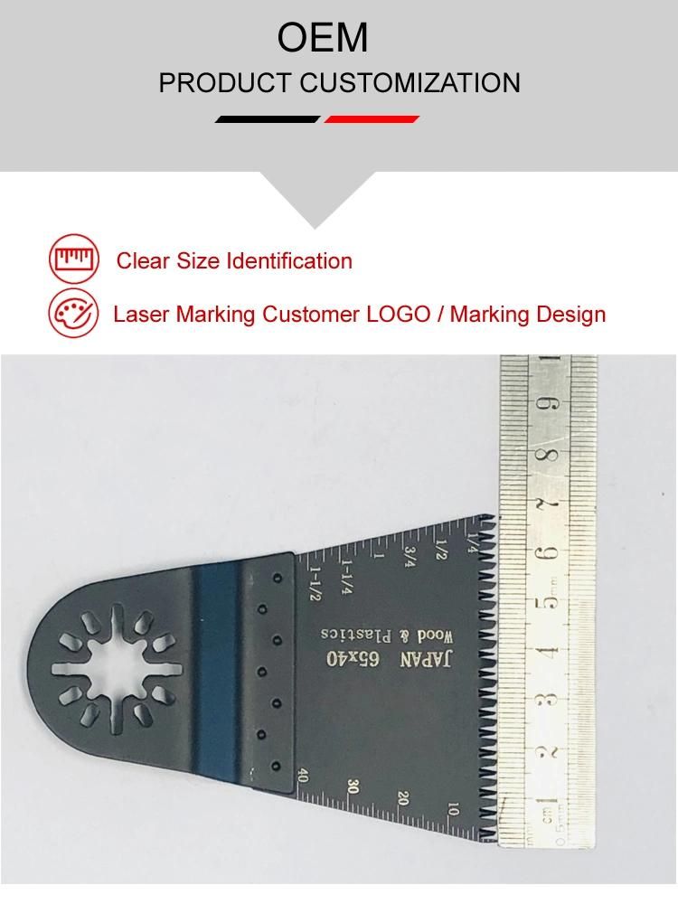 65X40mm Japan Teeth Oscillating Multi Tool with Quick Release Connection Saw Blades for Cutting Wood Plastic and Metal