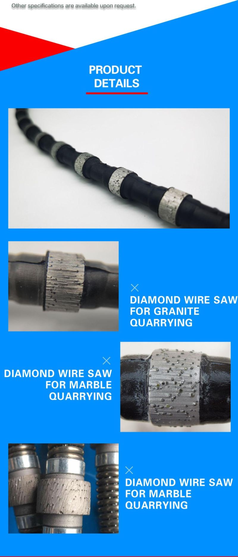 Linxing Quarry Rubber + Spring Wire Saw for Marble or Limestone Mining Cobalt-Bond