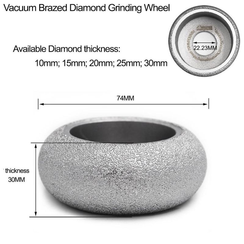 Shdiatool 30mm Vacuum Brazed Diamond Convex Grinding Wheel for Stone, Artificial Stone Ceremics Concrete