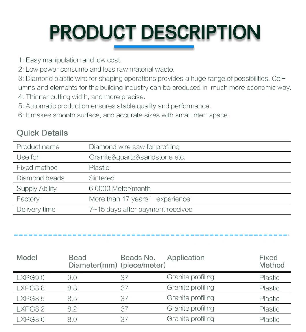 High Efficiency Abrasive Diamond Wire for Cutting Stone for Natural Stone